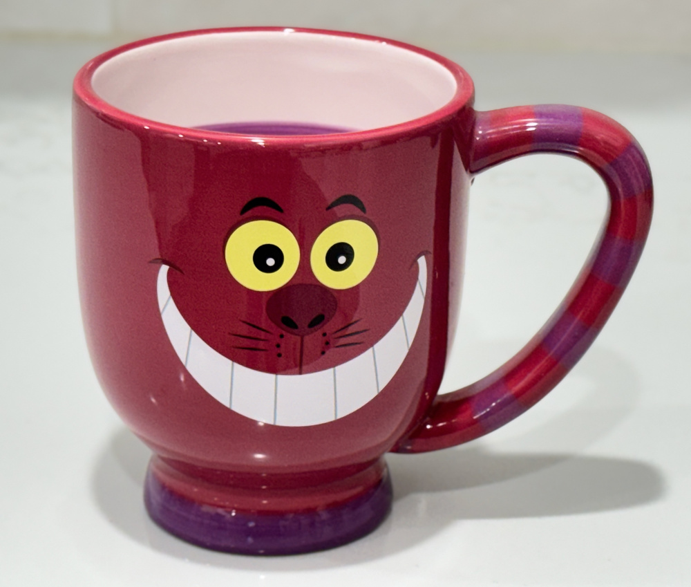 Authentic Disney Parks Cheshire Cat Face Coffee Mug Alice in Wonderland Striped
